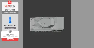 Top view of a detailed 3D model of a light tank, suitable for 3D printing.