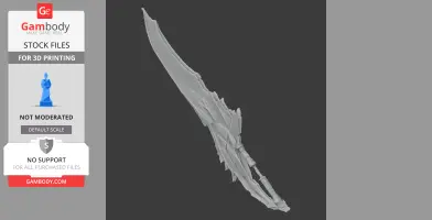 A detailed 3D model of a jagged, fantasy-style sword for cosplay or display.