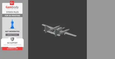 3D model of a twin-engine aircraft, viewed from the rear, designed for 3D printing.