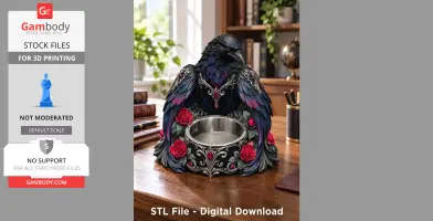 Gothic Raven Candle Holder STL File for 3D Print
