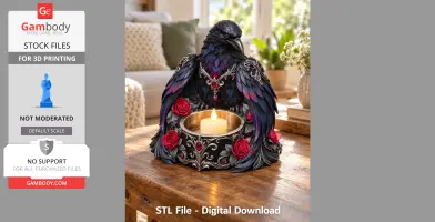 Gothic Raven Candle Holder STL File for 3D Print
