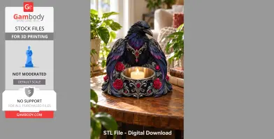 Gothic Raven Candle Holder STL File for 3D Print