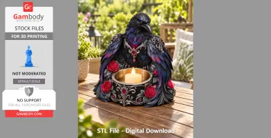 Gothic Raven Candle Holder STL File for 3D Print