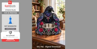 Gothic Raven Candle Holder STL File for 3D Print