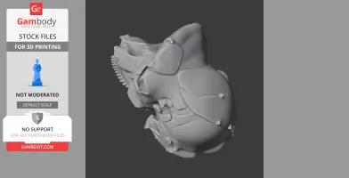 3D model of Sahelanthropus tchadensis skull replica with detailed contours, ready for printing.