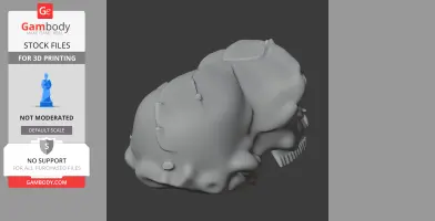 3D model of a Sahelanthropus tchadensis skull, side view, showing fossilized features.