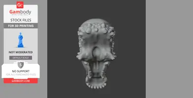 A 3D model of a Sanpasaurus skull, viewed from the front, with detailed bone texture.