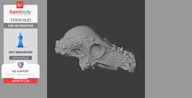 3D Sanpasaurus skull replica STL file, viewed from the side, designed for 3D printing.
