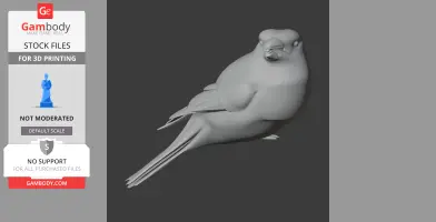 3D model of a chubby bird, likely an Azores bullfinch, posed with detailed feathers and facial features.