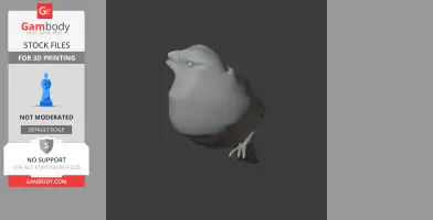 3D model of a small bird, likely an Azores bullfinch, designed for printing, in a neutral pose.