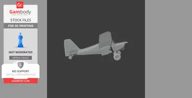 Gray 3D model of a small aircraft with high wings and tailwheel, designed for 3D printing.