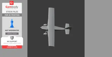 Top view of a gray 3D model airplane, ideal for 3D printing.