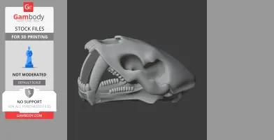 3D model of a Saurechinodon skull, showcasing detailed teeth and bone structure for printing.
