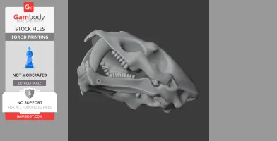 3D model of a detailed Saurechinodon skull replica for 3D printing, side view.