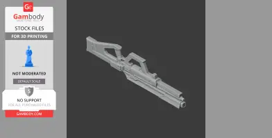 A detailed 3D model of a futuristic rifle from Cyberpunk 2077, designed for cosplay and 3D printing.