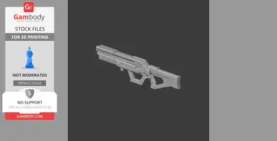 Cyberpunk-style futuristic rifle 3D model, detailed for cosplay or display.