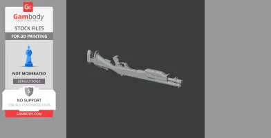 Futuristic, sci-fi rifle model with intricate design details, intended for 3D printing.
