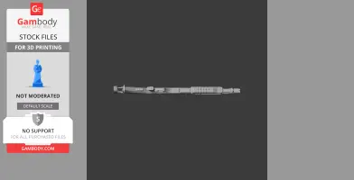 A detailed 3D model of a futuristic cyberpunk-style rifle for 3D printing.
