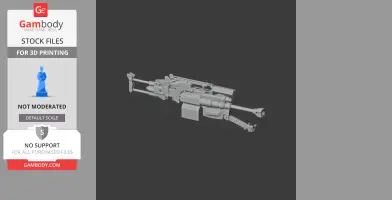 Detailed 3D model of a futuristic rifle from Cyberpunk 2077 for 3D printing.