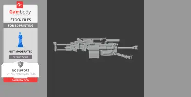 A detailed 3D model of a futuristic, cyberpunk-style firearm for cosplay, designed for 3D printing.
