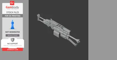 A detailed 3D model of a futuristic rifle prop from Cyberpunk 2077, designed for 3D printing.