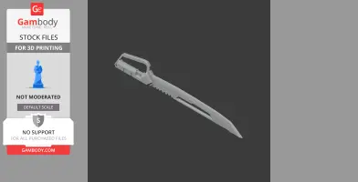 A futuristic machete design from Cyberpunk 2077, featuring a serrated edge and angular handle.