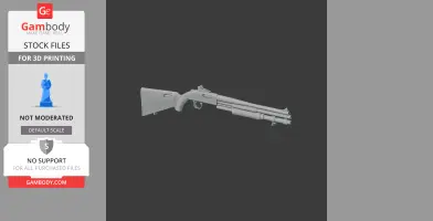 A 3D model of a Mossberg 590A1 shotgun prop for cosplay, shown in grayscale against a dark background.