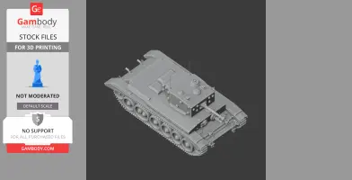3D model of a Cromwell tank with detailed tracks and turret, designed for 3D printing.