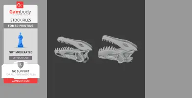 Two gray 3D models of Saurosuchus skulls, displayed side by side on a dark background.