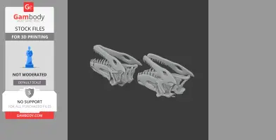 Two detailed Saurosuchus skull 3D models with sharp teeth, designed for 3D printing.