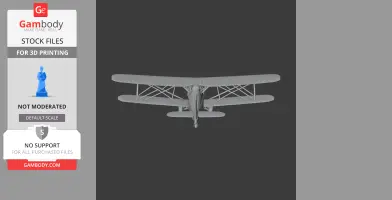 A 3D model of the Andreasson BA-4B biplane viewed from the front, designed for 3D printing.