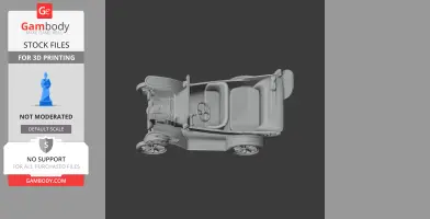 Top view of an antique car 3D model for printing, showing detailed seats and steering wheel.