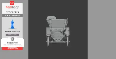 A 3D model of an antique car from the rear, showing intricate details and vintage design features.