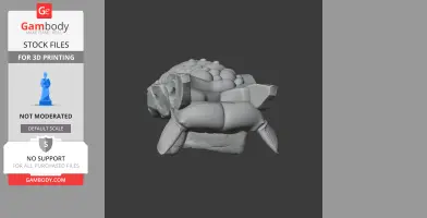 3D model of a detailed Scutellosaurus skull for 3D printing, displayed on a gray background.