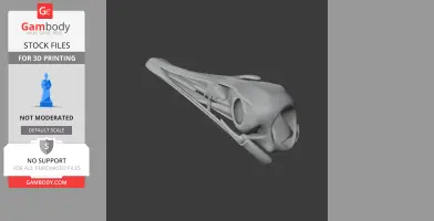 3D model of a Serikornis skull, detailed and elongated, suitable for printing.