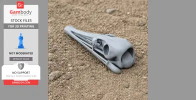 3D printed Serikornis skull replica resting on textured ground.