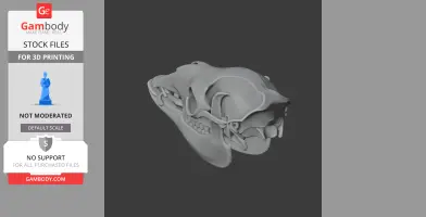 3D model of a detailed serow skull, side view, designed for 3D printing.