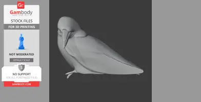 A 3D model of a perched Azure kingfisher, ready for 3D printing.