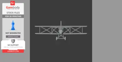 Front view of the Avia BH-21 biplane 3D model for printing, showcasing wings and undercarriage.