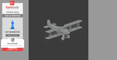 3D model of a vintage biplane, Avia BH-21, displayed for 3D printing with detailed structure.