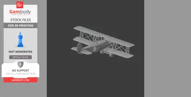 3D model of Avia BH-21 biplane, gray with detailed struts and cockpit area, for 3D printing.