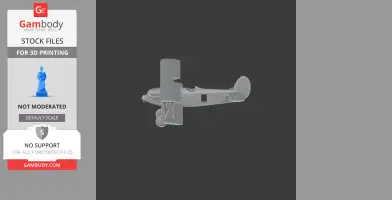 Gray 3D model of an Avia BH-21 biplane viewed from the side, suitable for 3D printing.