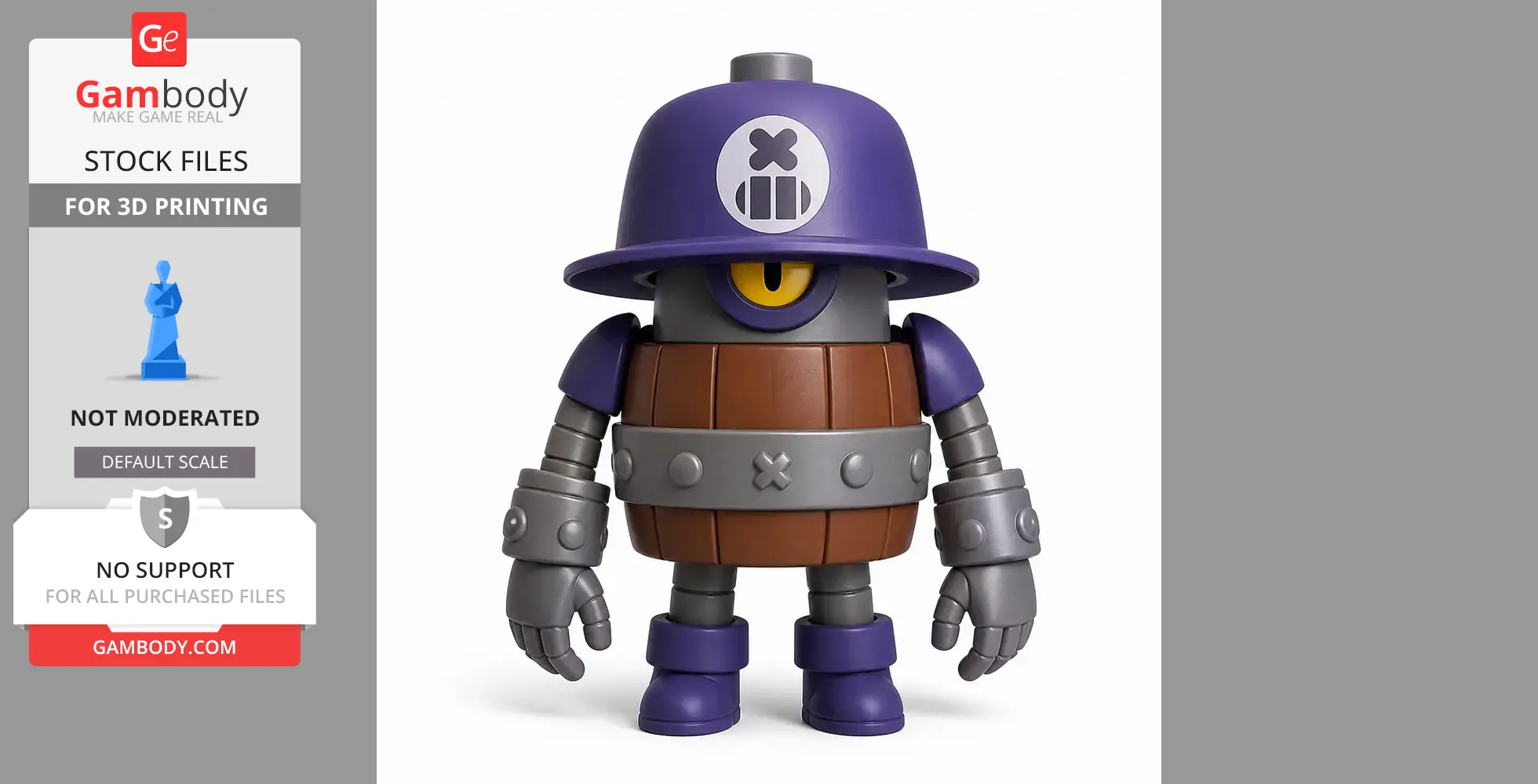 Darryl - Brawl Stars Figurine - Character Figure STL