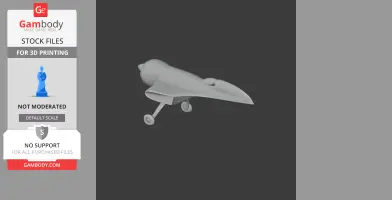 A 3D model of a small, sleek airplane with a single propeller and landing gear.