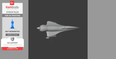 A sleek, futuristic, scale model jet with swept wings and single engine, designed for 3D printing.