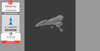 A 3D model of a sleek, small aircraft with landing gear, designed for 3D printing.
