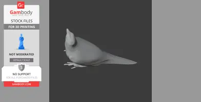 3D model of a plump bird with a long tail, suitable for 3D printing.