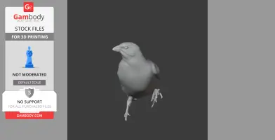 3D model of a bird standing upright, suitable for 3D printing.
