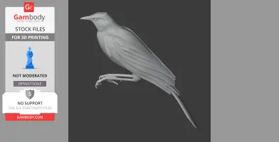 A detailed 3D model of a prehistoric bird in a perched position, designed for 3D printing.