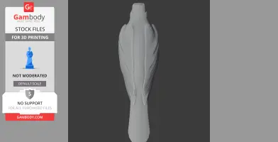 3D model of a stylized bird with detailed wings and tail, viewed from above for printing.